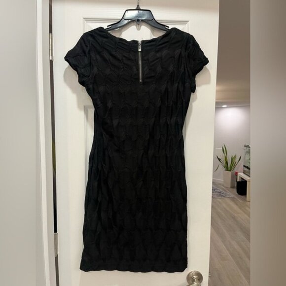 Stretchy Textured Black Dress Dynamite Bodycon Scoop Neck M - Picture 4 of 5